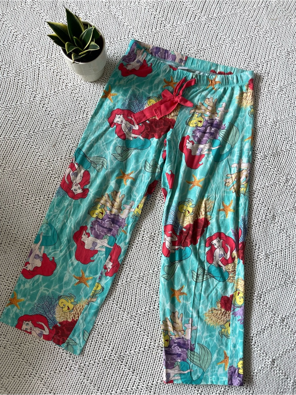Disney The Little Mermaid Ariel Flounder Pajama Lounge Pants Girls S 4-6